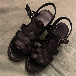 Hot Tomato Black Strappy Sandals
